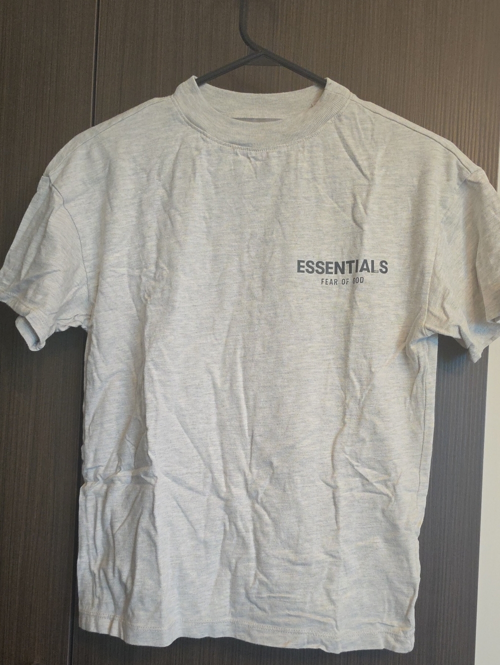 Fear of God Essentials Heather Gray Logo Tee Fits Women XS (Kids Size L)